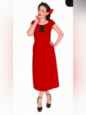 Elegant Red Cap-Sleeve Midi Dress